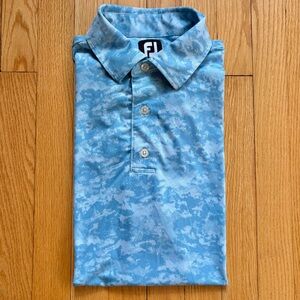 FootJoy Golf Men’s Short Sleeve Polo Shirt Performance Medium Blue White Cloud